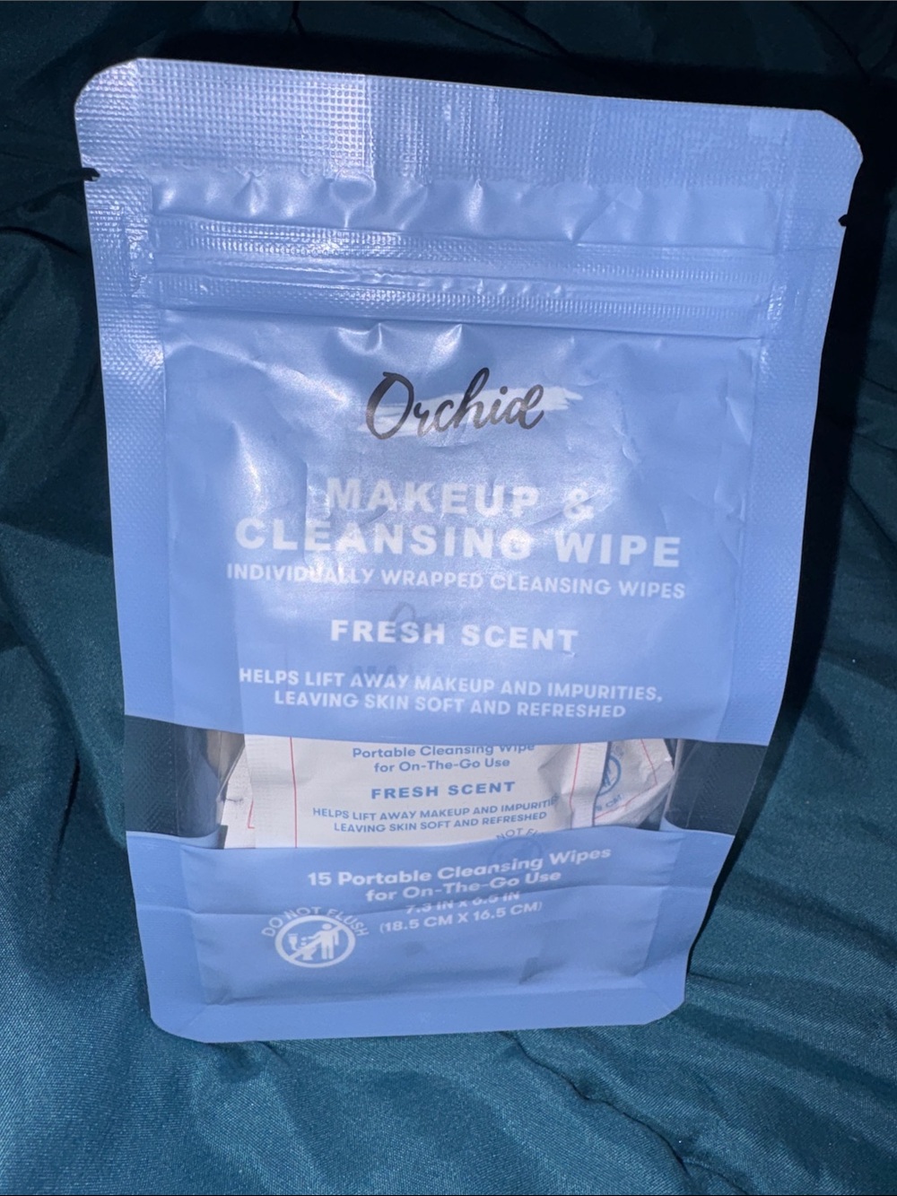 Orchid - Fresh Scent Makeup & Cleansing Wipes - 15 portable cleansing wipes